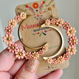 Large Daisy Crescent Moon Earrings