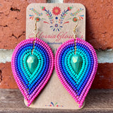 Large Gradient Beaded Petal Earrings