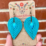 Large Beaded Petal Earrings