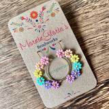 Small Daisy Crescent Moon Earrings