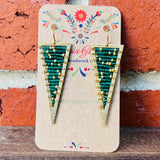 Beaded Chevron Triangle Earrings