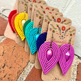 Large Beaded Petal Earrings