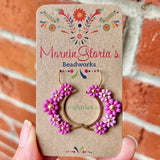 Small Daisy Crescent Moon Earrings