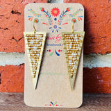 Beaded Chevron Triangle Earrings