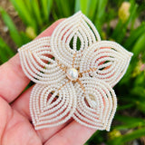 Large Beaded Flower Bridal Hair Piece and Brooch Pin