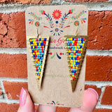 Beaded Chevron Triangle Earrings