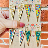 Beaded Chevron Triangle Earrings