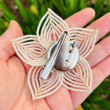 Large Beaded Flower Bridal Hair Piece and Brooch Pin