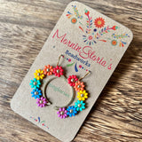 Small Daisy Crescent Moon Earrings