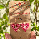 Tiny Beaded Heart Earrings