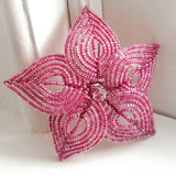 Large Beaded Flower Bridal Hair Piece and Brooch Pin