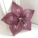 Large Beaded Flower Bridal Hair Piece and Brooch Pin
