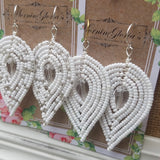 Large Beaded Petal Earrings - Bridal