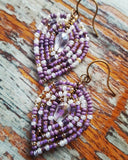Medium Beaded Petal Earrings