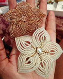 Large Beaded Flower Bridal Hair Piece and Brooch Pin