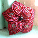 Large Beaded Flower Bridal Hair Piece and Brooch Pin