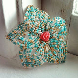 Large Beaded Flower Bridal Hair Piece and Brooch Pin
