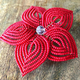 Large Beaded Flower Bridal Hair Piece and Brooch Pin
