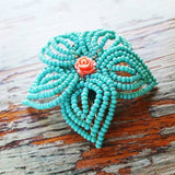 Small Beaded Flower Hair Clip and Brooch Pin