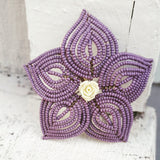 Large Beaded Flower Bridal Hair Piece and Brooch Pin