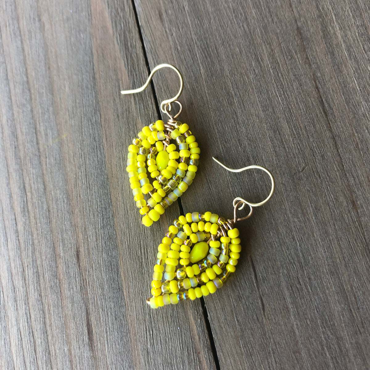 Yellow beaded woven cotton headband & Small Lily earrings il_fullxfull.6145019591_hirn.jpg main image 4