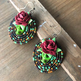 Large Dia De Los Muertos Beaded Earrings