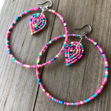 Beaded Hoop and Petal Earrings