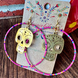 Calavera Beaded Hoop Earrings