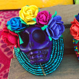 De Colores Calavera Skull Dia de los Muertos Rainbow Necklace