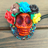 De Colores Calavera Skull Dia de los Muertos Rainbow Necklace