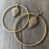 Beaded Hoop and Petal Earrings