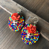 Large Dia De Los Muertos Beaded Earrings