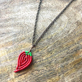 Teeny Tiny Beaded Chili Pepper Necklace