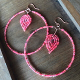 Beaded Hoop and Petal Earrings
