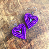 Small Beaded Heart Earrings
