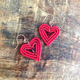 Small Beaded Heart Earrings
