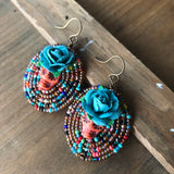 Large Dia De Los Muertos Beaded Earrings