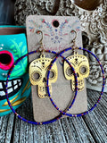 Calavera Beaded Hoop Earrings