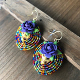 Large Dia De Los Muertos Beaded Earrings