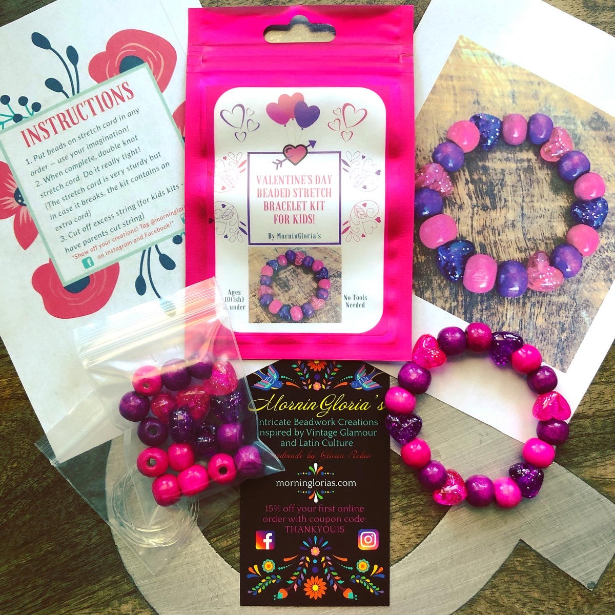 Valentine Craft Kit for Adults, DIY Stretchy Bracelet Kit, Personalized  Gift for Kids, Activity Box, Friendship Bracelets, Best Friend Gift 