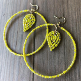 Beaded Hoop and Petal Earrings