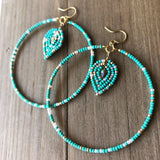 Beaded Hoop and Petal Earrings