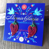 Teeny Tiny Beaded Chili Pepper Earrings