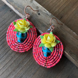 Large Dia De Los Muertos Beaded Earrings