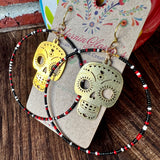 Calavera Beaded Hoop Earrings