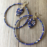 Beaded Hoop and Petal Earrings
