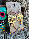 Calavera Beaded Hoop Earrings