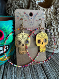 Calavera Beaded Hoop Earrings