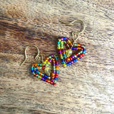 Tiny Beaded Heart Earrings