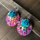 Large Dia De Los Muertos Beaded Earrings